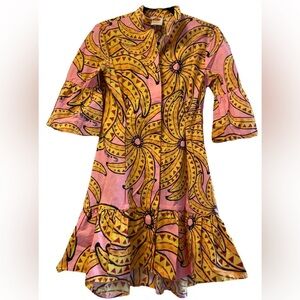EUC Farm Rio Banana Print Mini Dress S